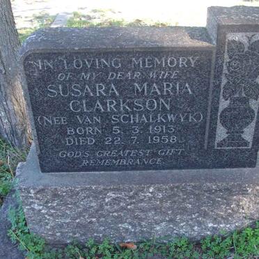 CLARKSON Susara Maria nee VAN SCHALKWYK 1913-1958 