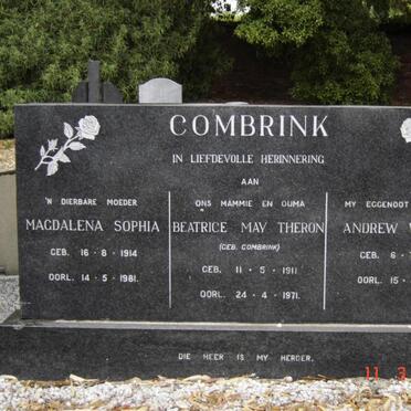 COMBRINK Andrew William 1914-1971 :: THERON Beatrice May nee COMBRINK 1911-1971 :: COMBRINK Magdalena Sophia 1914-1981