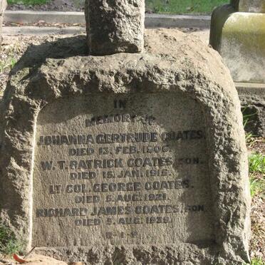 COATES Johanna Gertrude -1906 :: COATES W.T. -1915 :: COATES George -1921 :: COATES Richard James -1939