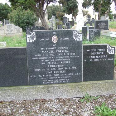 CORREIA Manuel 1903-1966 &amp; Ludevina 1905-1975 :: CORREIA Lino 1939-1985 :: HARTZENBERG Mentoor 1940-2003