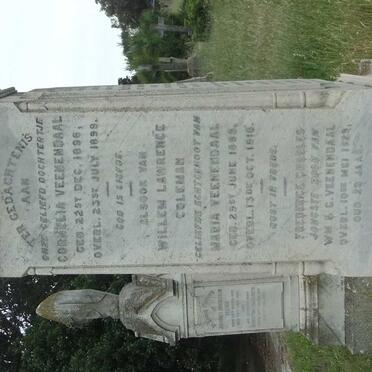 COLEMAN Willem Lawrence 18??-1918 :: VEENENDAAL Frederick Charles -1923 :: VEENENDAAL Cornelia 1896-1899