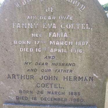 COETEL Arthur John Herman 1885-1960 &amp; Fanny Eva FARIA 1887-1916