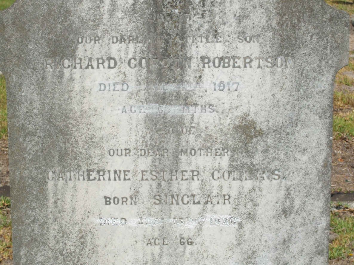 COLLINS Richard Gordon Robertson -1917 :: COLLINS Catherine Esther nee SINCLAIR -1926