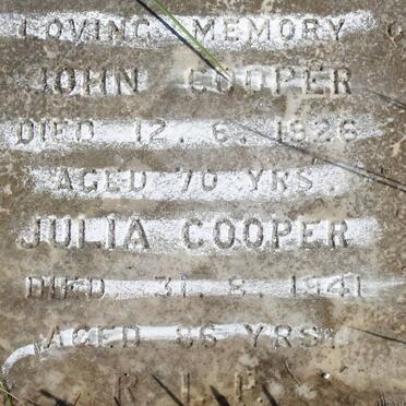 COOPER John -1926 &amp; Julia -1941