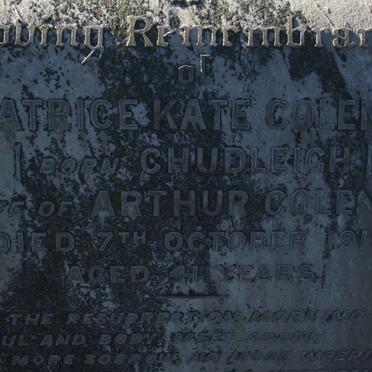 COLENSO Beatrice Kate nee CHUDLEIGH -1918 