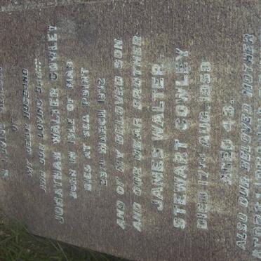 COWLEY Jonathan Walter -1932 :: COWLEY James Walter Stewart - 1950 :: COWLEY Jacoba Johanna nee GEYER -1963