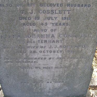 COSSLETT T.J. -1912 :: ROHLAND Helena Johanna  nee TERHART 1928