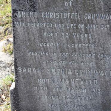 CRUYWAGEN Arend Christoffel -1910 &amp; Sarah Sophia MANEVELD -1913