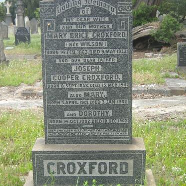 CROXFORD Joseph Cooper 1858-1941 &amp; Mary Brice WILSON 1863-1932