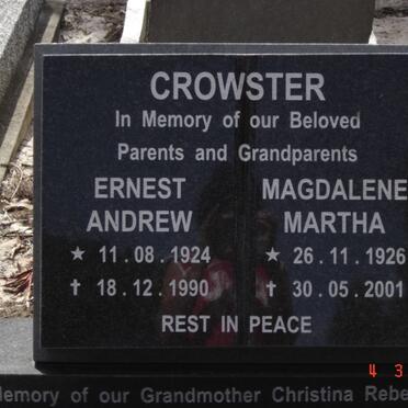 CROWSTER Ernest Andrew 1924-1990 &amp; Magdalene Martha 1926-2001