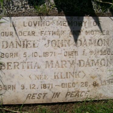 DAMON Daniel John 1871-1950 &amp; Bertha Mary KLINK 1871-1956