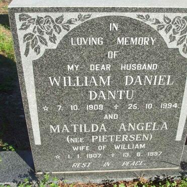 DANTU William Daniel 1909-1994 &amp; Matilda Angela PIETERSEN 1907-1997