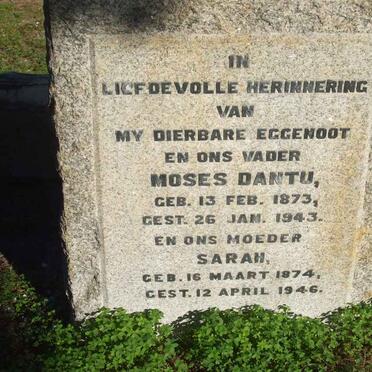 DANTU Moses 1873-1943 &amp; Sarah 1874-1946