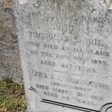 DOBIE John Nicholas -1895 :: SLOEBOTTOM Maria E.L. nee ROSS -1917