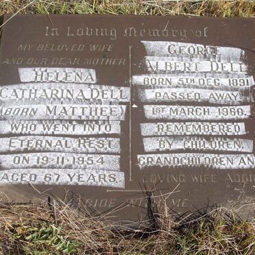 DELL George Albert 1891-1960 &amp; Helena Catharina MATTHEE -1954