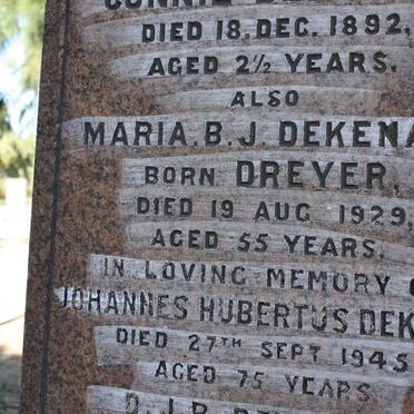 DEKENAH Johannes Hubertus -1945 :: DEKENAH Maria B.J. nee DREYER -1929