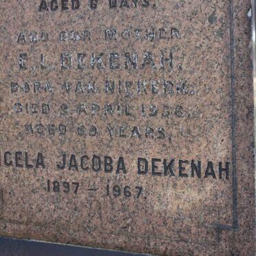 DEKENAH E.L. nee van NIEKERK -1936 :: DEKENAH Engela Jacoba 1897-1967