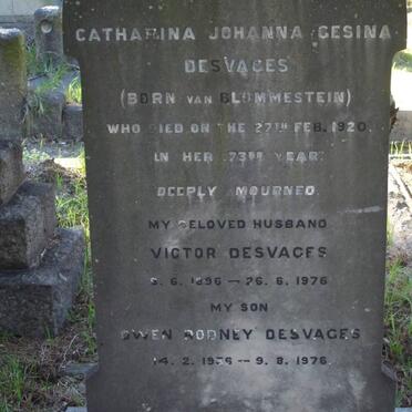 DESVAGES Victor 1896-1976 &amp; Catharina Johanna Gesina VAN BLOMMESTEIN -1920 :: DESVAGES Owen Rodney 1936-1976