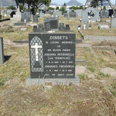 DIBBETS Johannes Theodorus 1900-1982 &amp; Johanna Petronella VERMEULEN 1900-1970