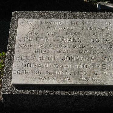 DORAN Peter James 1891-1960 &amp; Elizabeth Johanna Mary MOMMEN 1896-1970