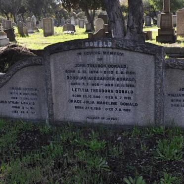 DONALD John Tulloch 1874-1959 &amp; Letitia Theodora 1880-1981