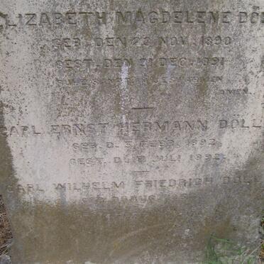 DOLL Elizabeth Magdalene 1890-1891 :: DOLL Carl Ernst Hermann 1892-1892 :: DOLL Carl Wilhelm Friedrich 1855-??