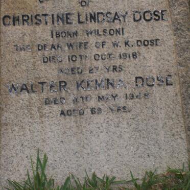 DOSE Walter Kemna -1948 &amp; Christine Lindsay WILSON -1918