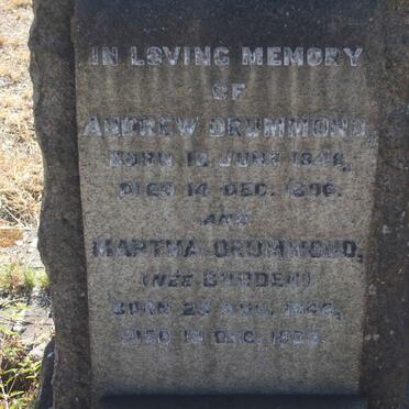 DRUMMOND Andrew 184?-1890 &amp; Martha BURDEN 1846-1933