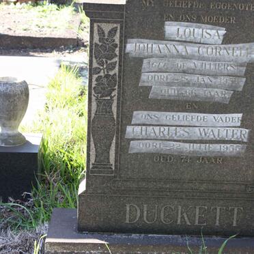 DUCKETT Charles Walter -1955 &amp; Louisa Johanna Cornelia DE VILLIERS -1950
