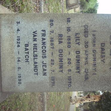 DUMINY Ria 1887-1971 :: SHORT Oliver -1943 &amp; Daisy DUMINY -1965 :: DUMINY Lily 1880-1970