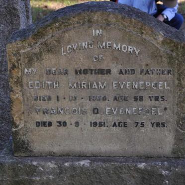 EVENEPOEL Francois D. -1951 &amp; Edith Miriam -1950