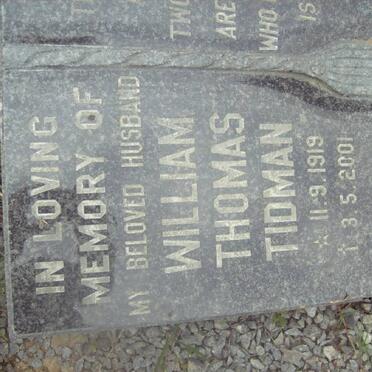 TIDMAN William Thomas 1919-2001