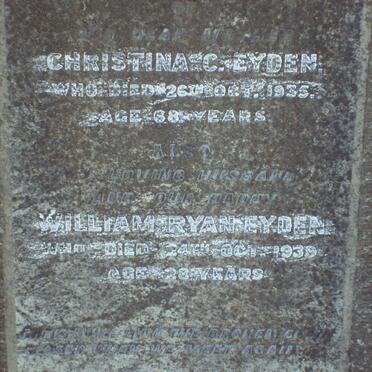 EYDEN William Ryan  -1939 &amp; Christina C. -1935 
