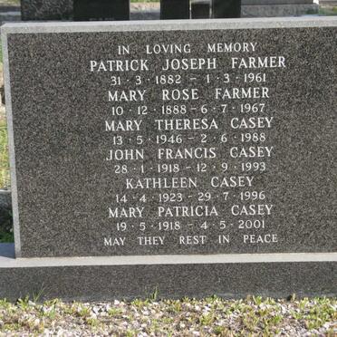 FARMER Patrick Joseph 1882-1961 :: FARMER Mary Rose 1888-1967 :: CASEY Mary Patricia 1918-2001