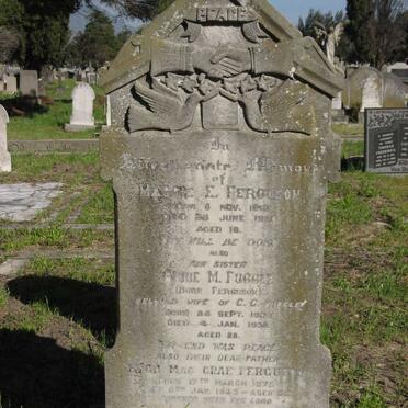 FERGUSON Hugh Mac Crae 1875-1945 :: FERGUSON Maggie E. 1912-1930 :: FUGGLE Annie M. nee FERGUSON 1909-1938
