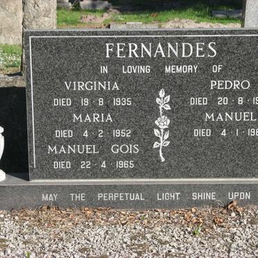 FERNANDES Virginia -1935 :: FERNANDES Maria -1952 :: FERNANDES Pedro -1957