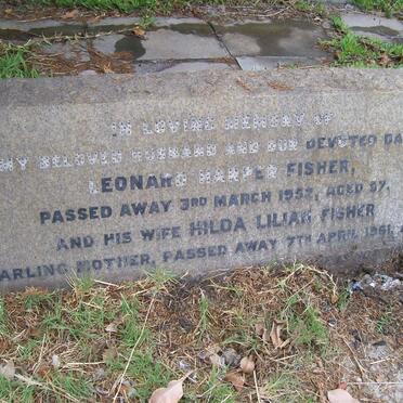 FISHER Leonard Harper -1952 &amp; Hilda Lilian -1961