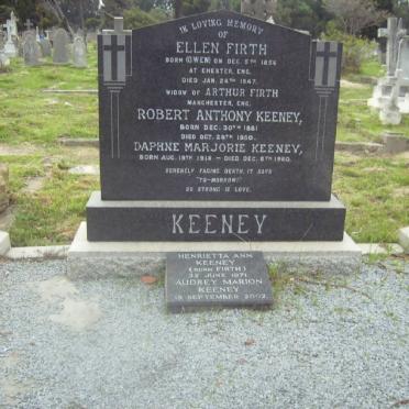 FIRTH Ellen nee OWEN 1856-1947 :: KEENEY Robert Anthony 1881-1950 &amp; Daphne Marjorie 1918-1960