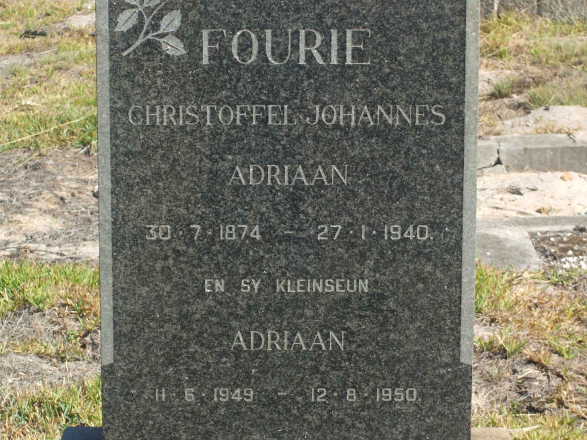 FOURIE Christoffel Johannes Adriaan 1874-1940 :: FOURIE Adriaan 1949-1950