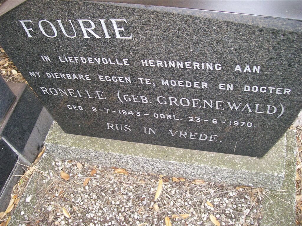 FOURIE Ronelle nee GROENEWALD 1943-1970