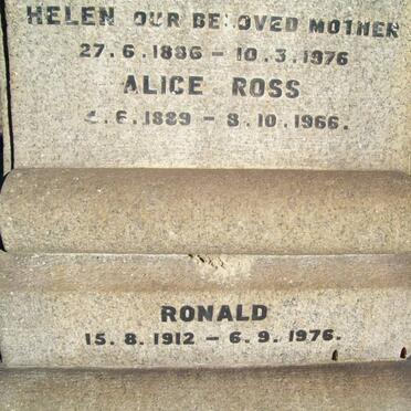 ROSS Alice 1829-1966 :: ? Ronald 1912-1976