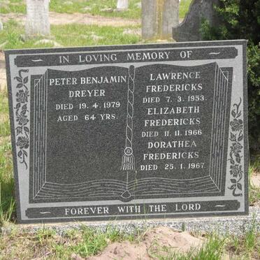 FREDERICKS Lawrence -1953 :: FREDERICKS Elizabeth -1966 :: FREDERICKS Dorathea -1967