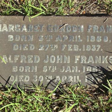 FRANKS Alfred John 186?-1938 &amp; Margaret Gordon 1868-1937