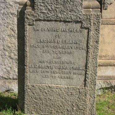 FRANK Leonard -1928 &amp; Elizabeth Diana -1942