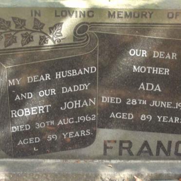 FRANCK Robert Johan -1962 &amp; Ada -1995