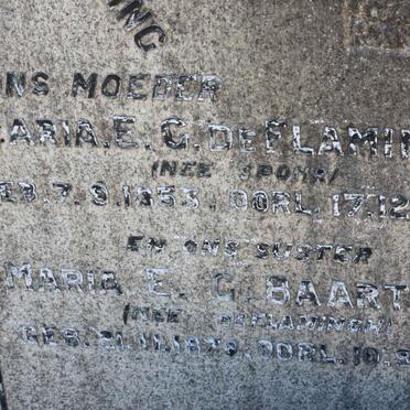FLAMINGH Maria E.G., de nee SPOHR 1853-1941 :: BAARTMAN Maria E.G. nee DE FLAMINGH 187?-1917