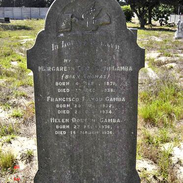GAMBA Margaret Elizabeth nee THOMAS 1871-1936 :: GAMBA Franciso Filyou  1932-1934 :: GAMBA Helen Doreen 1936