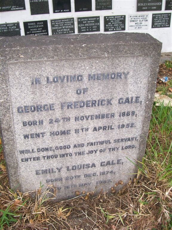 GALE George Frederick 1869-1952 &amp; Emily Louise 1874-1957