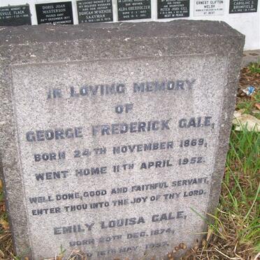 GALE George Frederick 1869-1952 &amp; Emily Louise 1874-1957
