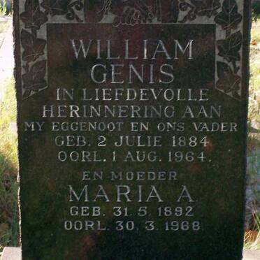 GENIS William 1884-1964 &amp; Maria A. 1892-1968